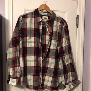 Old Navy button down plaid shirt. Ladies size XL